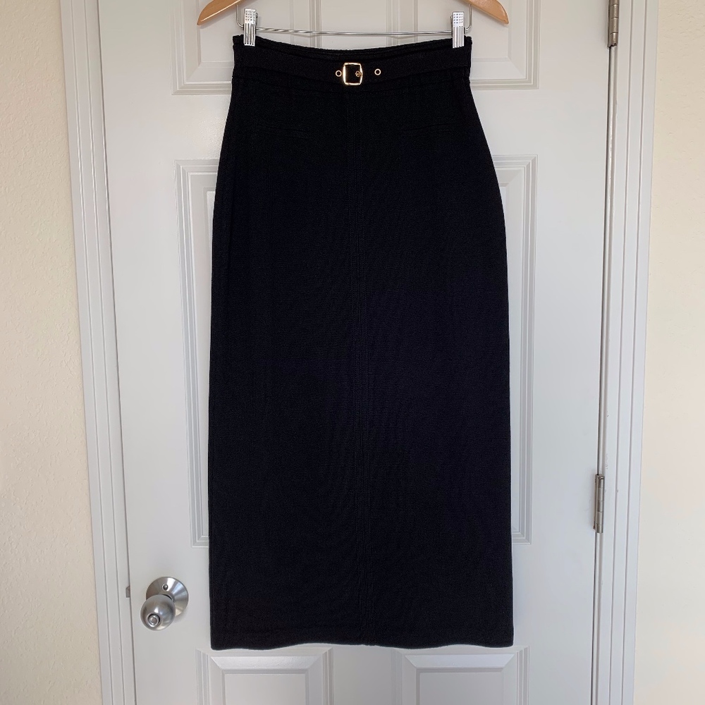 St. John Sport Black Knit Maxi Skirt, Small